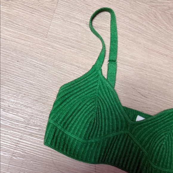 Wild Fable Green Ribbed Crop Top - Picture 3 of 5